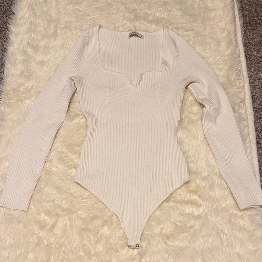 A&F Ivory Ribbed Sweater Bodysuit